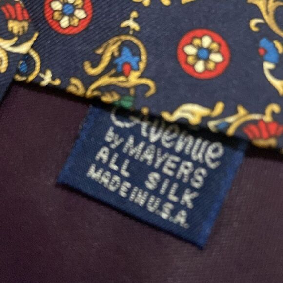 Oxford Blues Silk Tie Preppy Distinguished Print - Picture 4 of 5